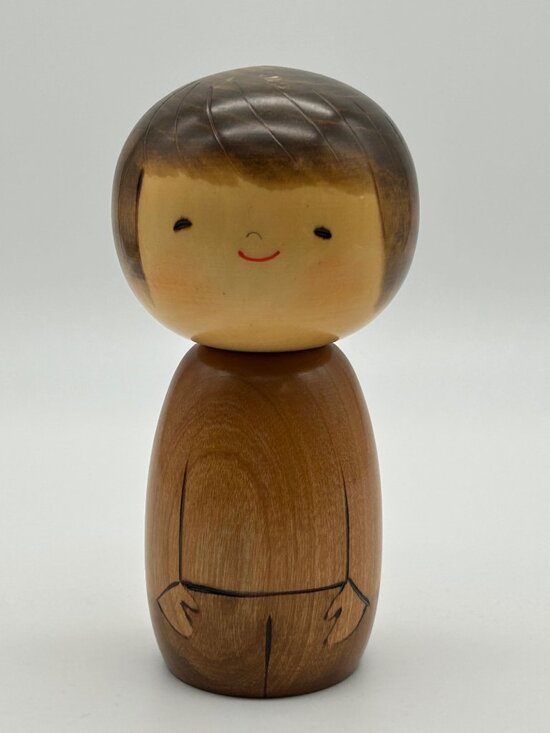 Usaburo Kokeshi Other - Vintage Usaburo Kokeshi Doll Japanese Carved Wood Pocket Boy Sosaku Folk Art